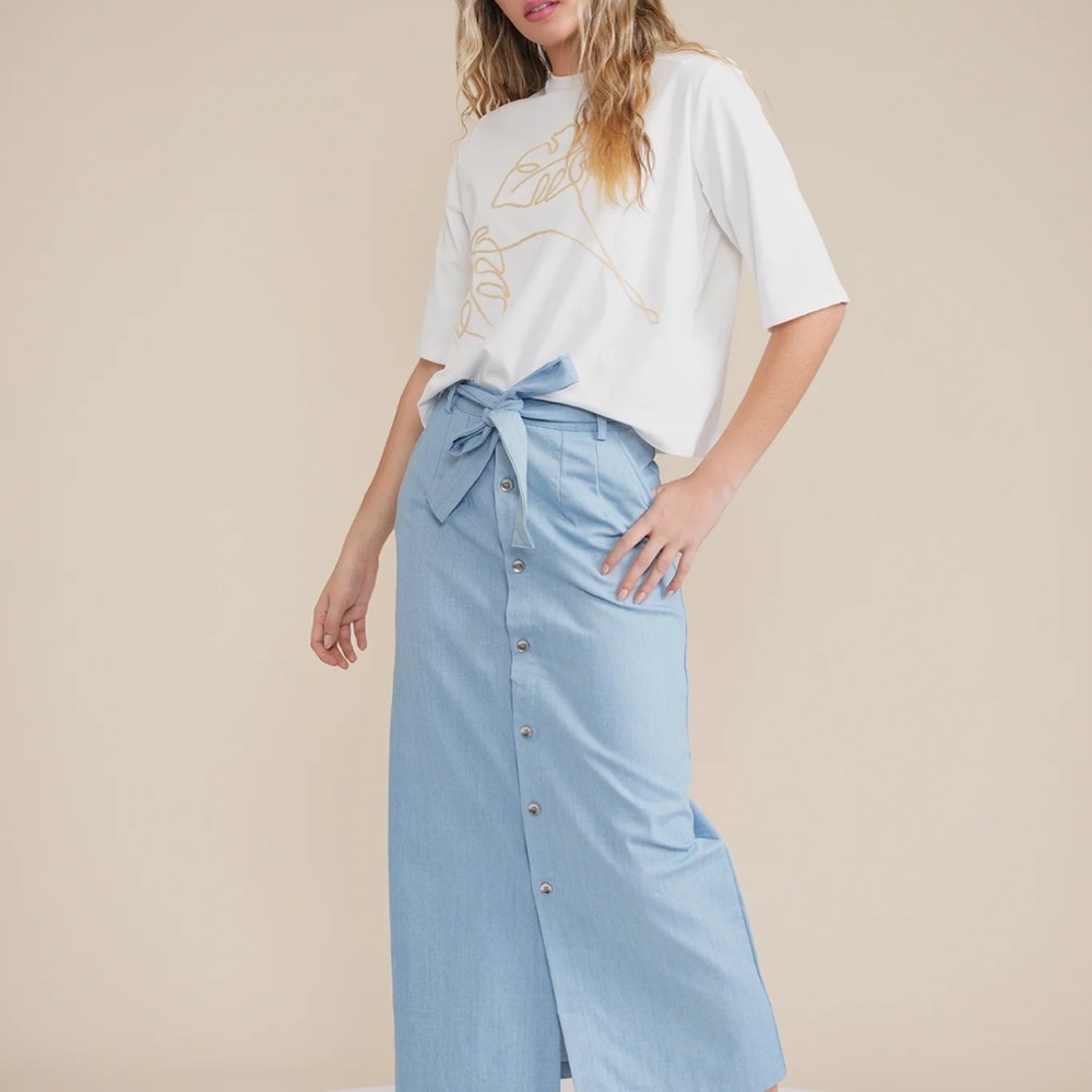Light Blue Button-Down Skirt